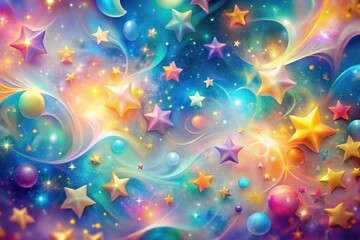 Celestial Dreamscape  A vibrant swirl of cosmic energy, adorned with luminous stars and iridescent orbs, creates a magical and enchanting visual spectacle.