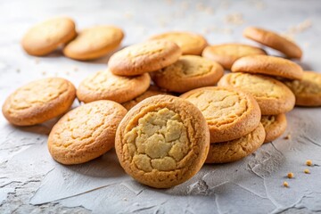 A Delicious Collection of Golden Brown Buttery Cookies on a Textured Surface