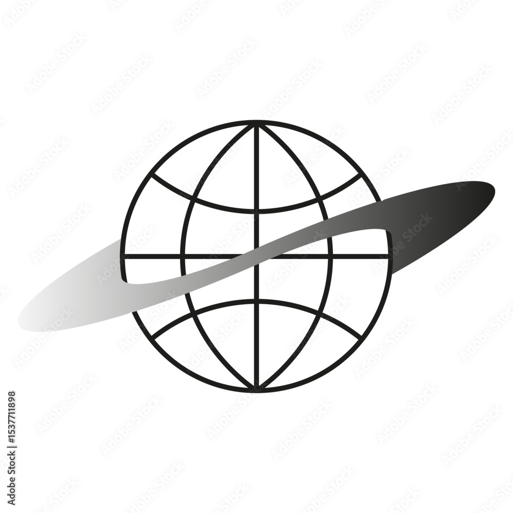 Poster globe orbit icon. planet line vector. curved global symbol. simple black structure.