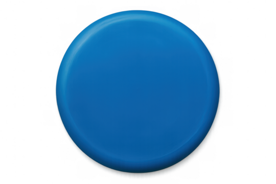 Blue transparent circular element floating against clear backdrop, serving minimalist graphic design needs with clean visual simplicity