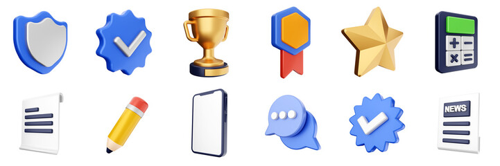 3d user interface icon set bundle illustration