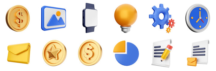 3d user interface icon set bundle illustration