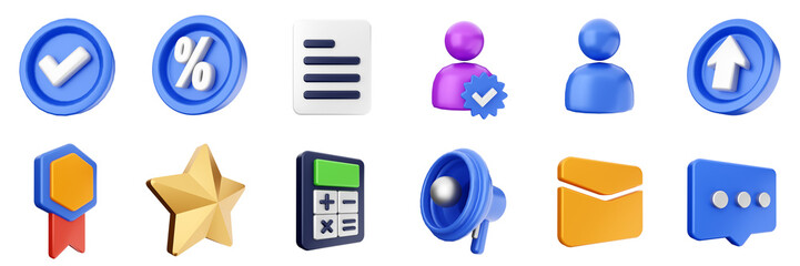 3d user interface icon set bundle illustration