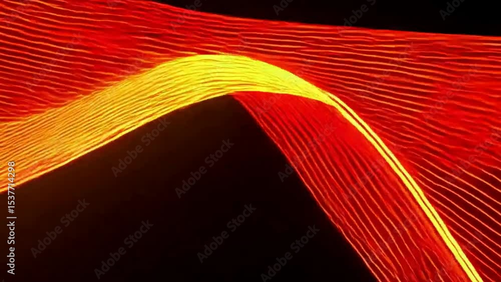Poster abstract orange and purple waves against a dark background, creating a dynamic visual