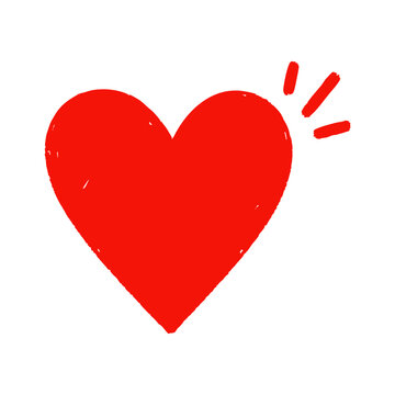 vibrant red heart with a small burst of lines on one side or subtle radiating lines, symbolizing love, affection, passion, and excitement with a hand-drawn, vibrant style
