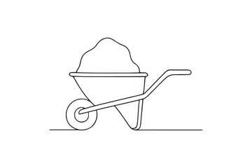 Rock in Cart continuous one line drawing minimalism design