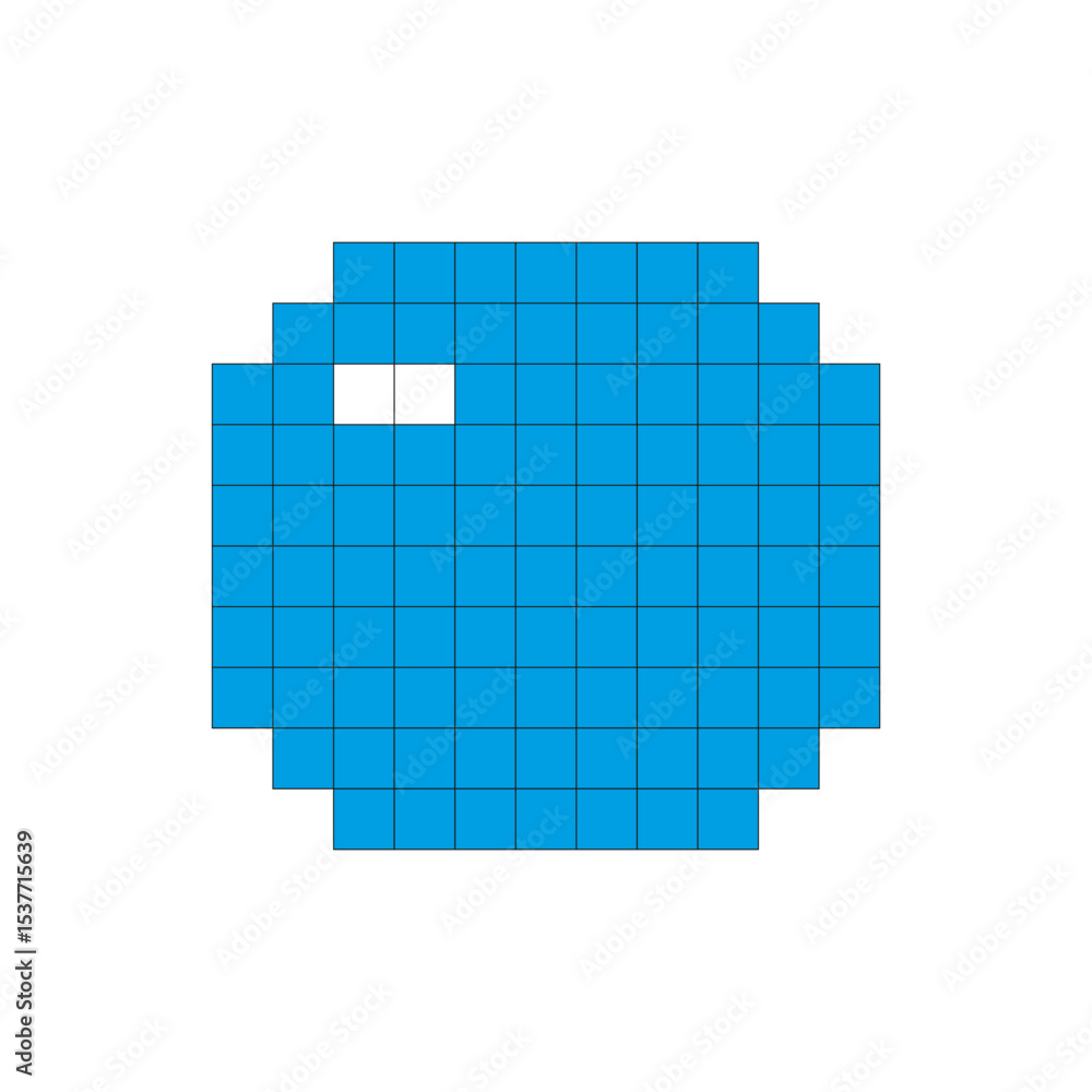 Poster pixel blue circle. grid shape vector. abstract rounded form. symmetry layout.