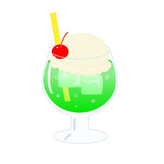 グラスに入ったクリームソーダのイラスト