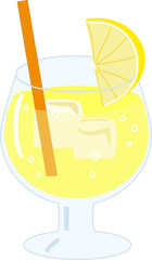 グラスに入ったレモンスカッシュのイラスト