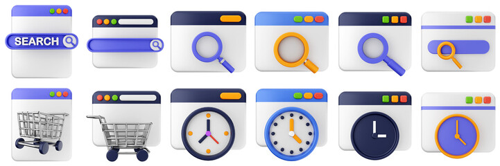 3d website webpage approved data digital communication icon set bundle illustration