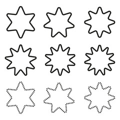 Outline star icon. Geometric star pattern. Linear snowflake shapes. Vector shape set.
