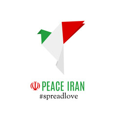 Dove Origami with Iran Flag Pattern 