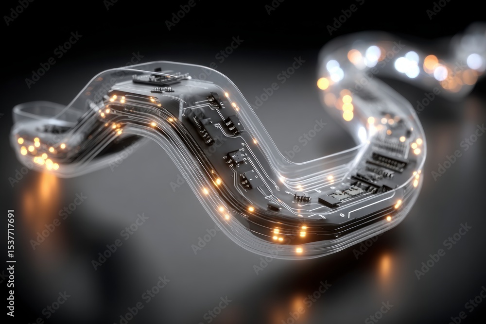 Poster abstract 3d render glowing circuit board digital tech communication network