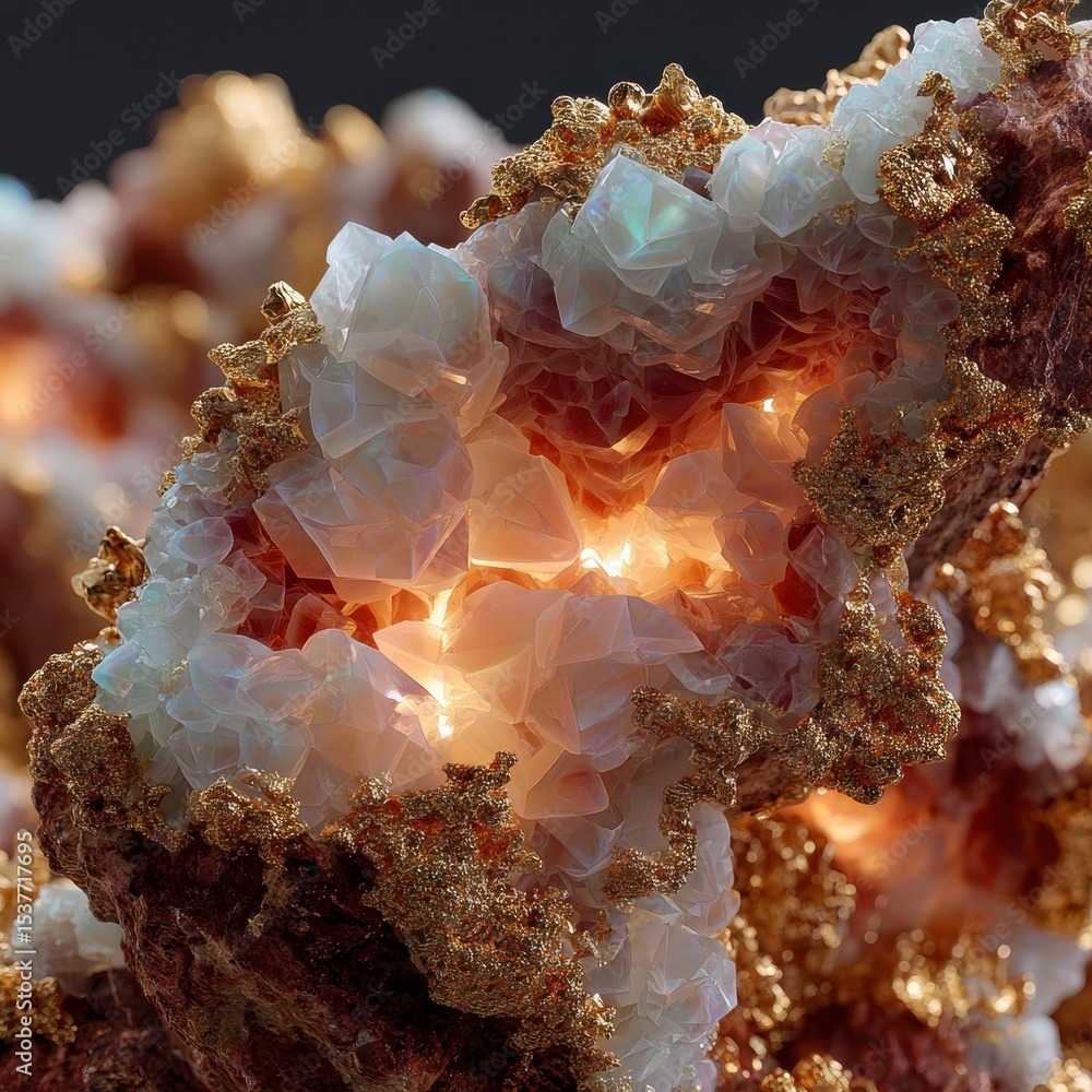 Poster luminous crystal geode sparkling gemstone cluster high resolution texture