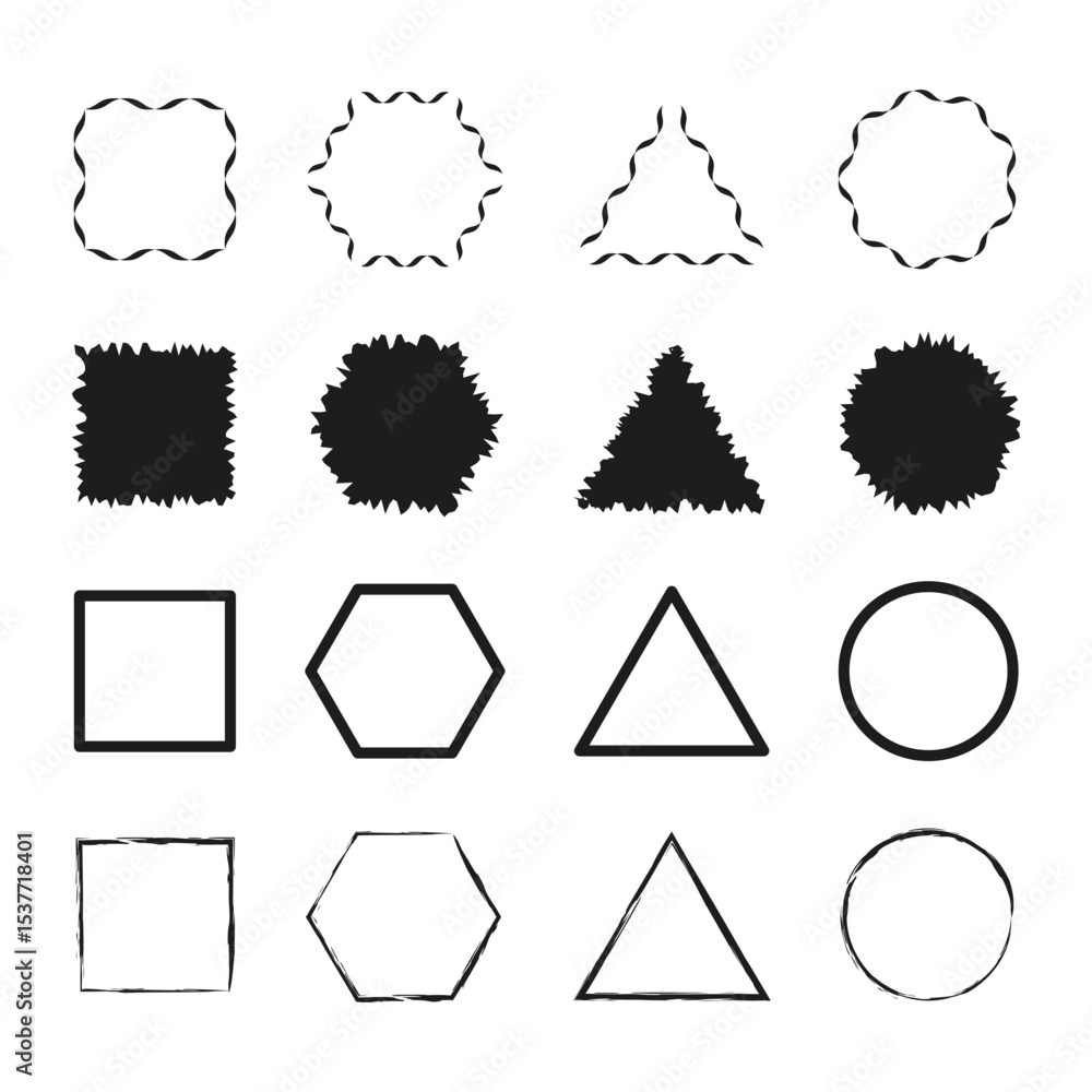 Poster basic shape icons. minimal form set. simple geometry collection. vector graphic elements.