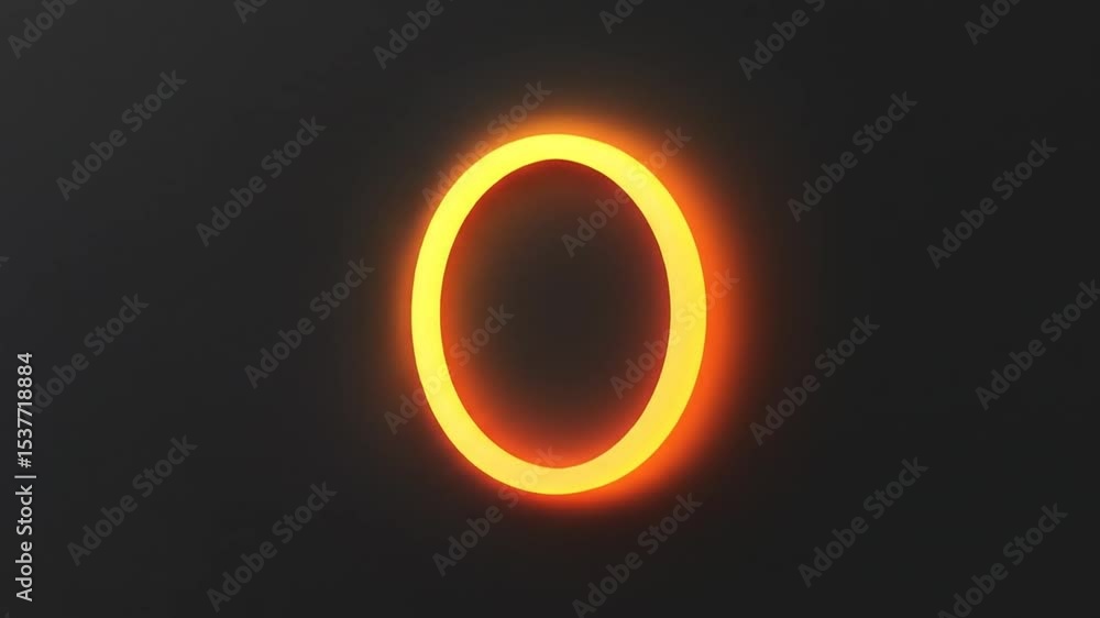 Poster 3d animation of a rotating glowing orange ring against a dark background loop