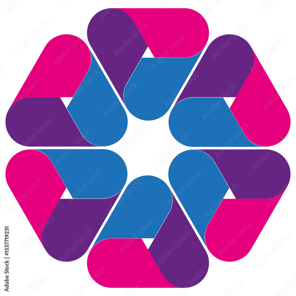 Aufkleber abstract geometric shapes. interlocking modern design. dynamic connected elements. vector teamwork c