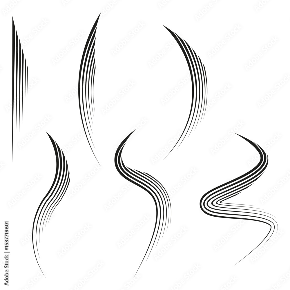 Poster curved shape icons. flowing vector lines. elegant abstract movement. smooth artistic waves.