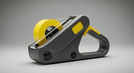 Fototapeta premium Modern Ergonomic Tape Dispenser with Yellow Tape Roll - 3D Render