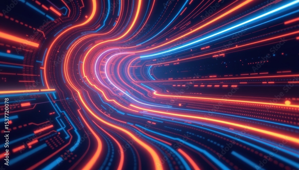 Poster abstract illustration of glowing data streams, symbolizing the flow of information