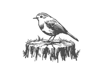  European Robin hand drawn sketch vector illustration