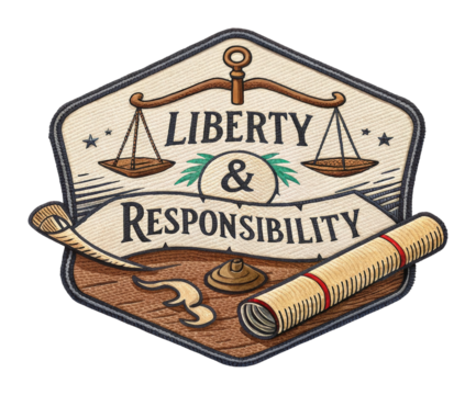 Balancing liberty and responsibility a visual representation of justice and ethics cut out png patch