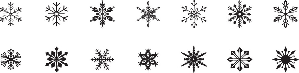 Snowflake Symbols: Ideal for Christmas and Seasonal Projects.