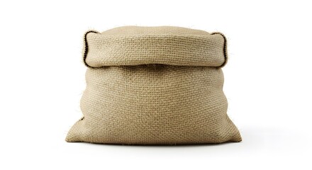 Rustic Burlap Sack Natural Textured Storage Solution for Various Goods and Products, Isolated on White