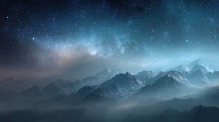 Misty mountain night
