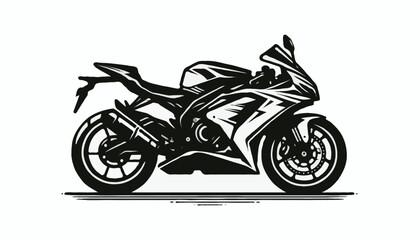 Obraz premium Black and chrome motorcycle on white background, a vector illustration of a fast sport bike for transportation and ride