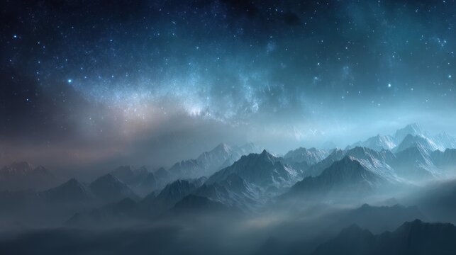 Misty mountain night