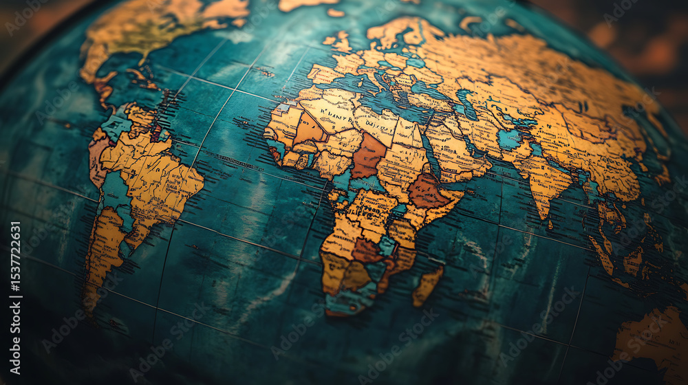 Poster a colorful world map with a lot of lines and dots. the map is very detailed and has a lot of differe