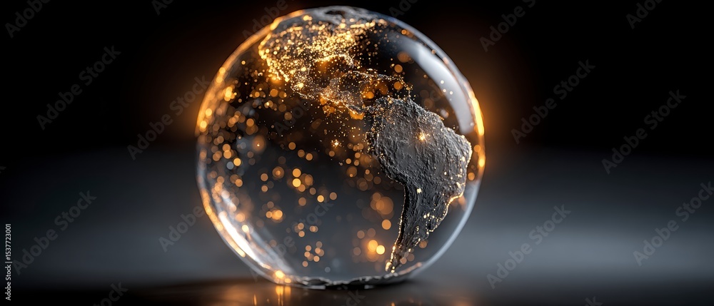 Poster global network connection illuminated earth globe