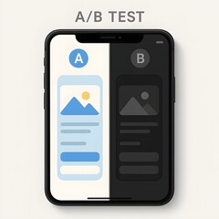 A clean, modern split-screen app interface showcasing an A/B test between a bright, vibrant color scheme on the left and a sleek dark mode on the right