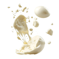 Creamy mozzarella cheese splash explosion dairy product