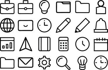 Fototapeta premium Business productivity line icon set isolated on transparent background