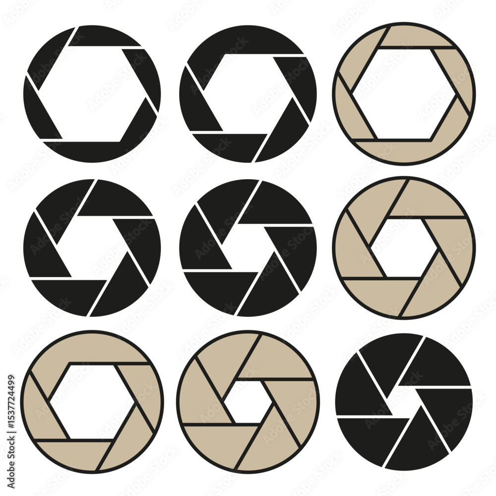 Poster camera aperture icon. photo lens element. optical focus symbol. shutter vector mechanism.