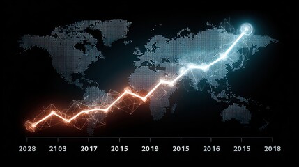 Global Growth Trajectory: A Dynamic Visualization of Worldwide Economic Trends and Future Projections, Showcasing Fluctuations and Overall Ascent from 2015 to 2028.