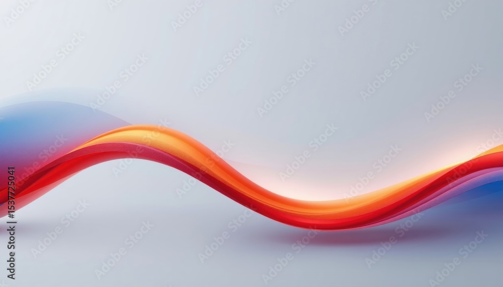 Poster an abstract wavy line art with smooth and glossy effect. the line is in red color in the center with