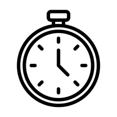 Obraz premium Classic stopwatch icon. Monochrome clock symbol. Clean black shape. Vector time element.