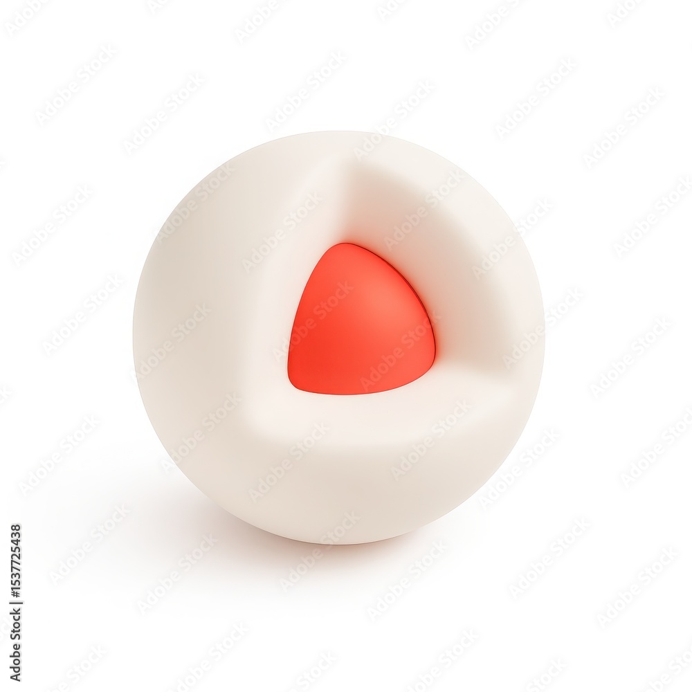 Poster abstract 3d rendering of red and white geometric sphere