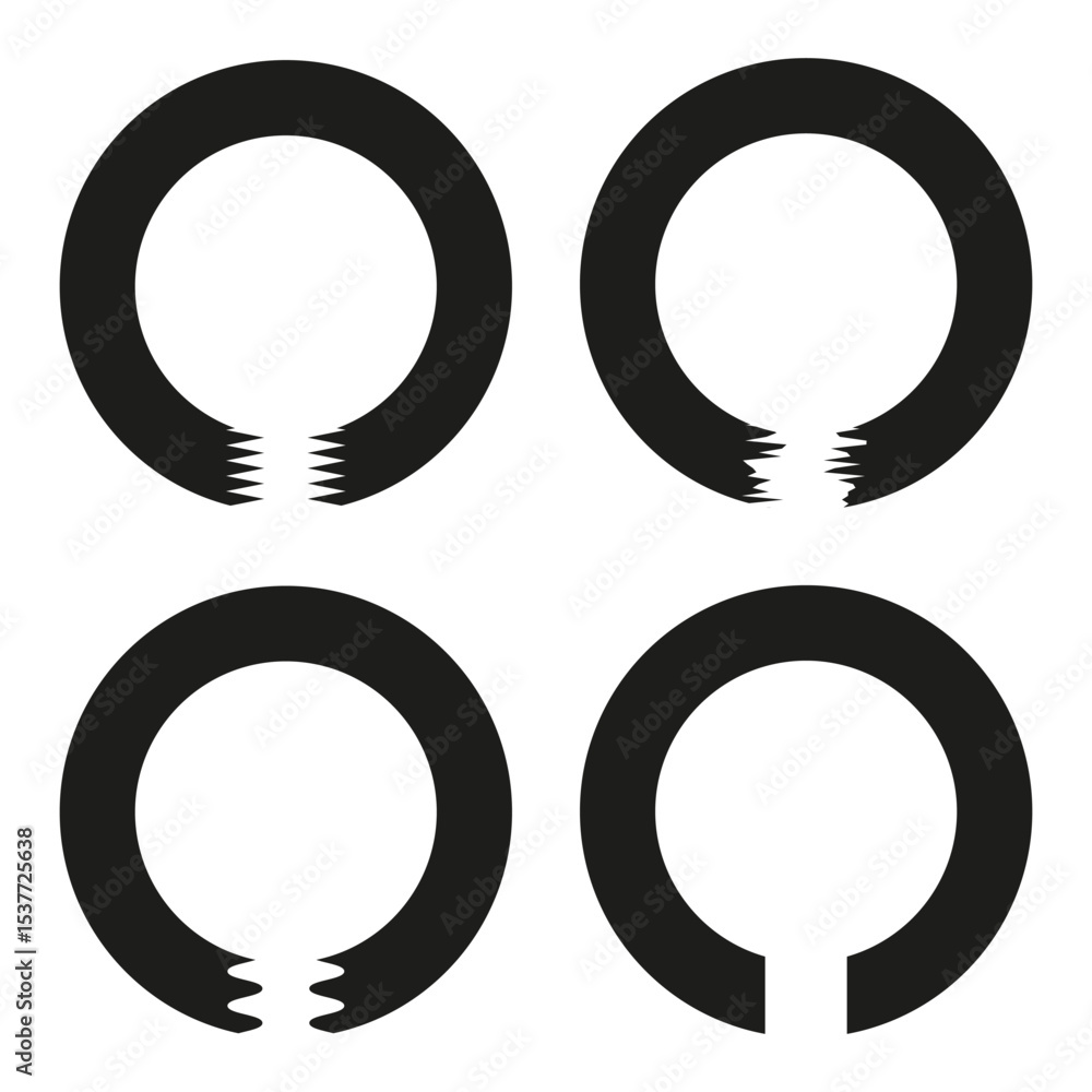 Aufkleber cut circle shapes. ring vector form. abstract black design. minimal curved elements