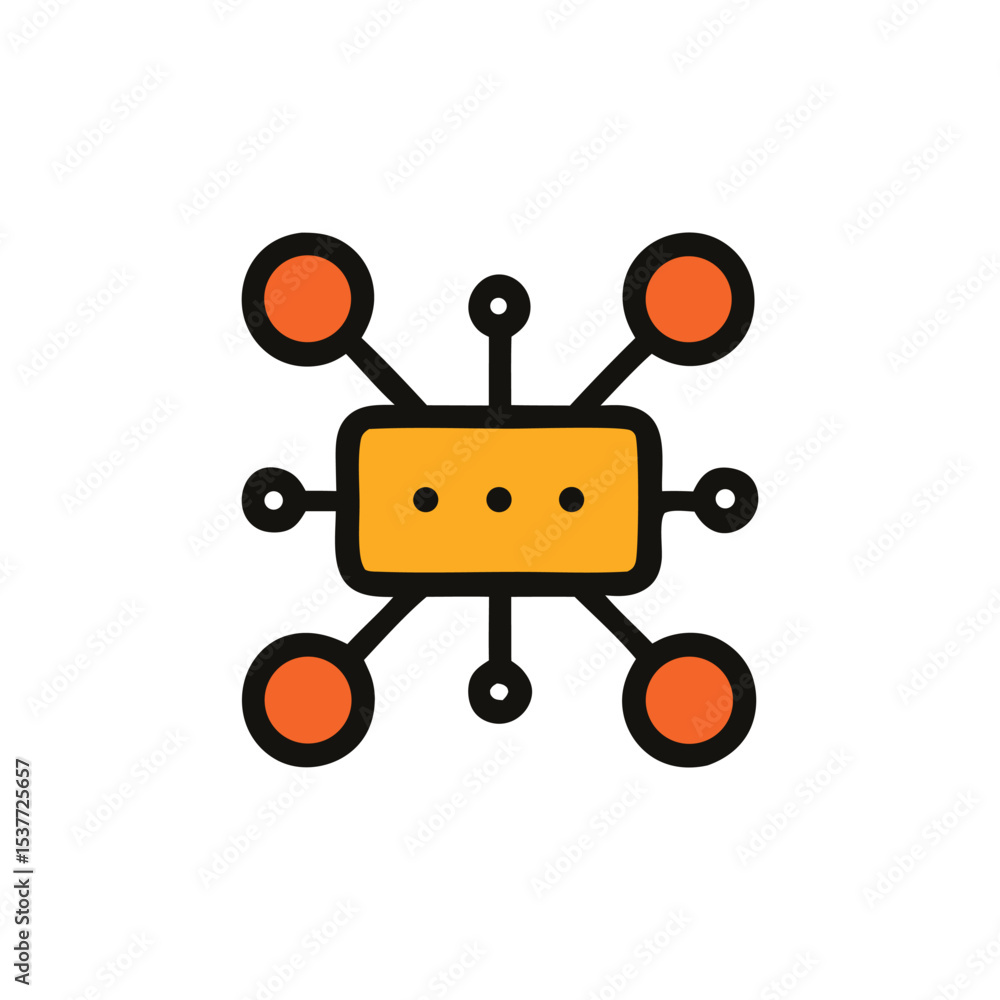 Poster centralized data hub connecting multiple nodes; a network illustration.