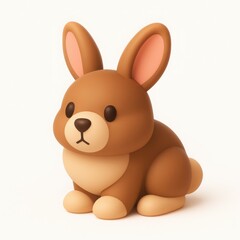 Obraz premium Adorable Brown Cartoon Rabbit 3D Render