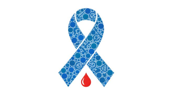 Blue Ribbon with Blood Droplet