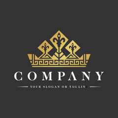 crown greek logo design vector template