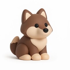 Obraz premium Cute Brown Cartoon Wolf 3D Render