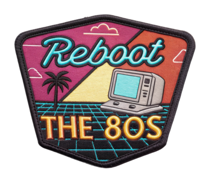 Rebooting the 80s retro tech patch nostalgic vibes vibrant viewpoint cut out png patch