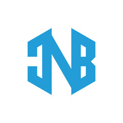 letter JNB hexagon concept logo design vector