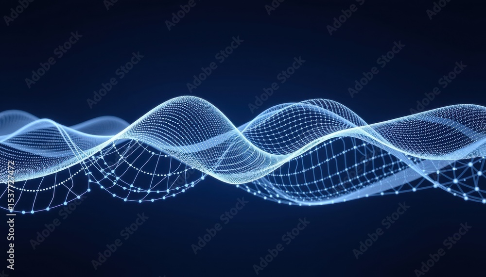 Aufkleber abstract digital waves in vibrant shades of blue, highlighting connectivity and technological advanc